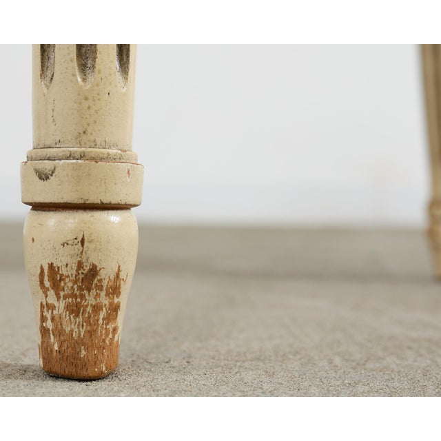 Set of Six French Louis XVI Style Painted Dining Chairs With Mohair For Sale - Image 9 of 12