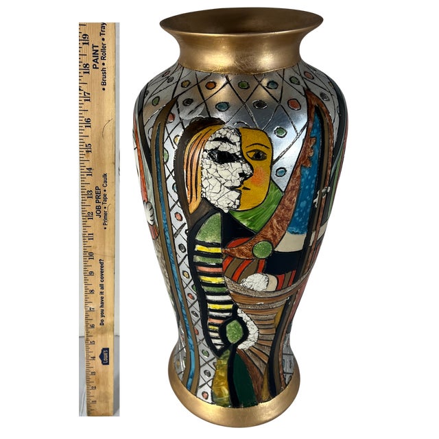 19 In. Tall Vintage Alexander Kalifano Picasso Inspired Vase Two Distinct Abstract Human Profiles. For Sale - Image 17 of 17