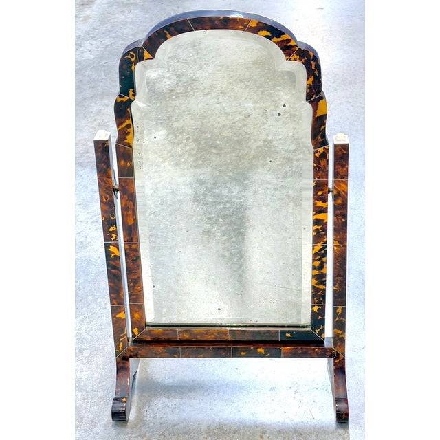 Traditional Antique Shell & Horn Tilt-Top Vanity Mirror For Sale - Image 3 of 12