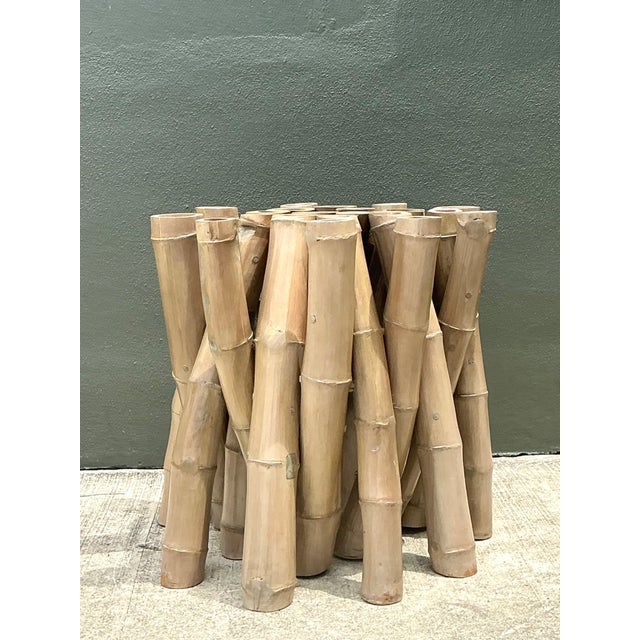 Late 20th Century Vintage Budji Twisted Bamboo Dining Table Pedestal For Sale - Image 5 of 12
