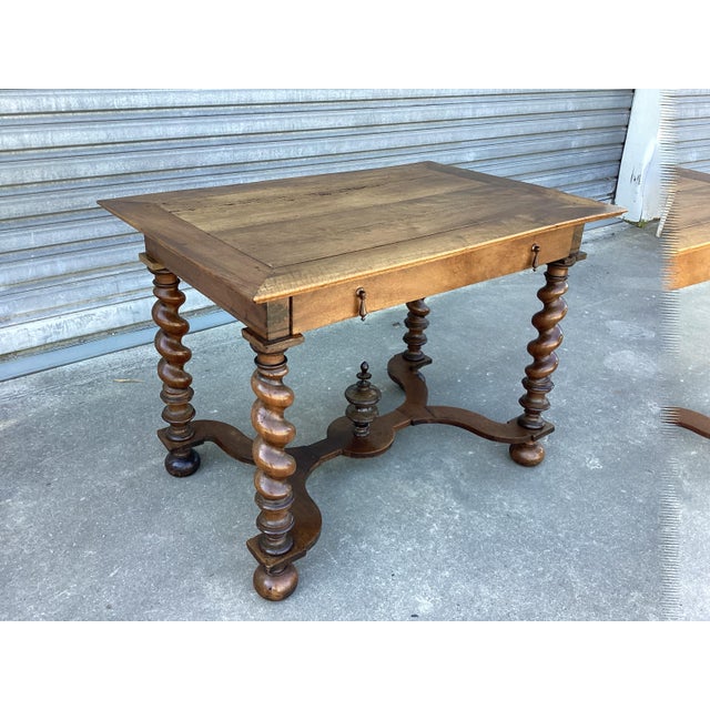 French Antique Desk/Side Table on Barley Twist Legs For Sale - Image 9 of 11