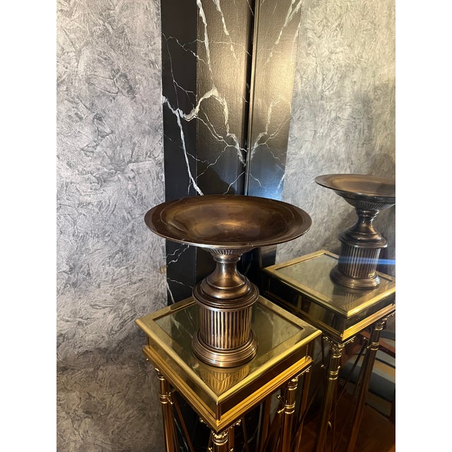 Pair of Bronze Neoclassical Fluted Tazzas - Mid Century For Sale In Greensboro - Image 6 of 9