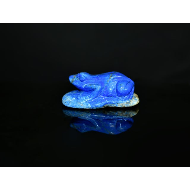 Lapis Lazuli Frog Japanese Antique Blue Gemstone For Sale - Image 4 of 11