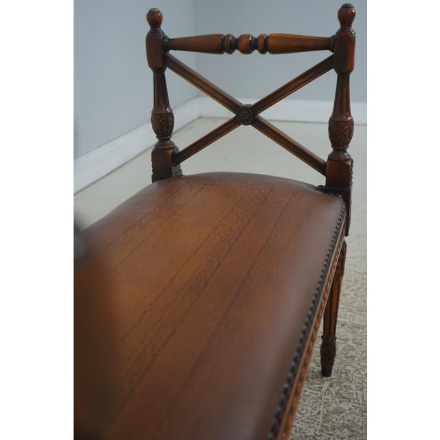 Theodore Alexander Theodore Alexander Regency Style Mahogany & Leather Window Bench For Sale - Image 4 of 14