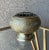Circa 1970 Engraved Floral & Foliate Ikebana-Style Brass Pedestal Base Flower Frog For Sale - Image 4 of 14