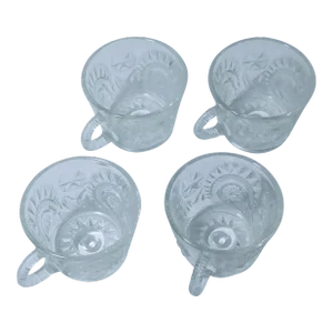 1900s Eapg Le Smith Pinwheel Punch Cups - Set of 4