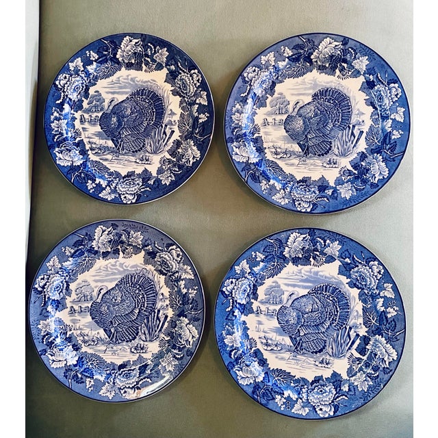 Early 20th Century Blue & White Turkey Plate For Sale In Jacksonville, FL - Image 6 of 6