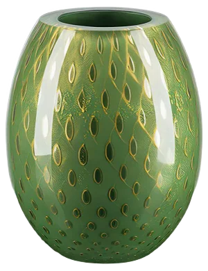 Italian Oval Dark Green & Gold Vase by Marco Segantin for VGnewtrend