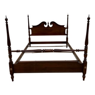 Vintage Ethan Allen Mahogany Queen Size Bed For Sale