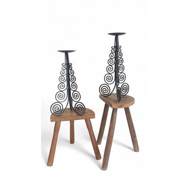 Large Spanish Cortijo Style Black Forged Iron Candelabras, Spain, 1970s, Set of 2 For Sale - Image 16 of 18