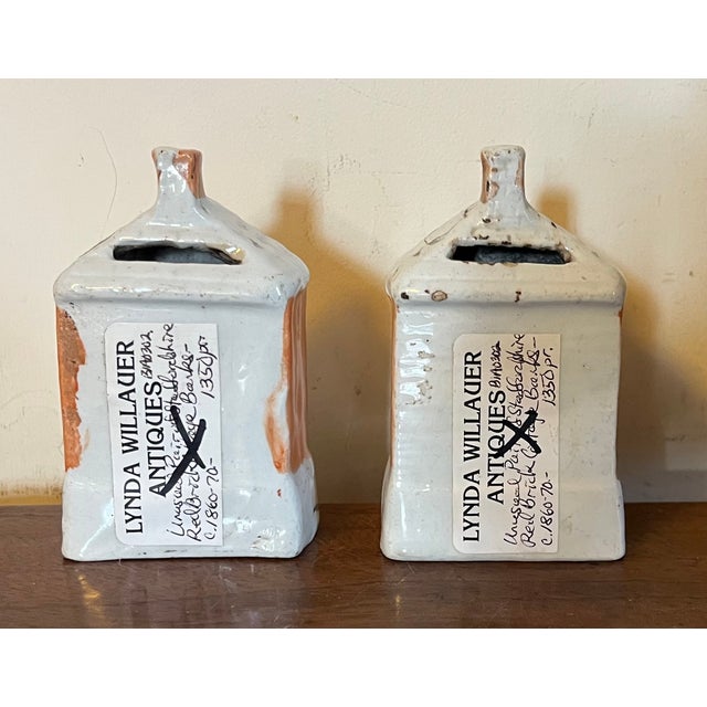 Antique 19th Century English Staffordshire Brick Cottage Coin Banks Circa 1860 - A Pair For Sale - Image 12 of 14