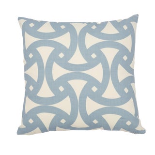 Contemporary Schumacher Santorini Print Indoor/Outdoor Pillow in Sky For Sale