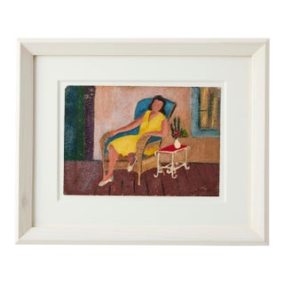 Framed Vintage Figure Study in the Style of Milton Avery For Sale