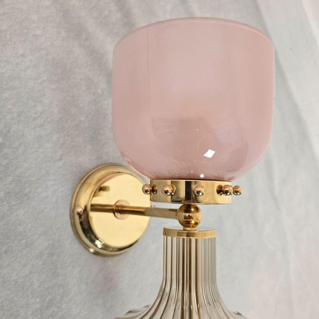 1990s Pair of Pink and Beige Murano Glass Sconces For Sale In Dallas - Image 6 of 12