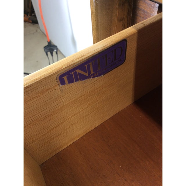 Mid-Century Modern Mid Century Modern Highboy Dresser With Diamond Fronts by United Furniture For Sale - Image 3 of 15