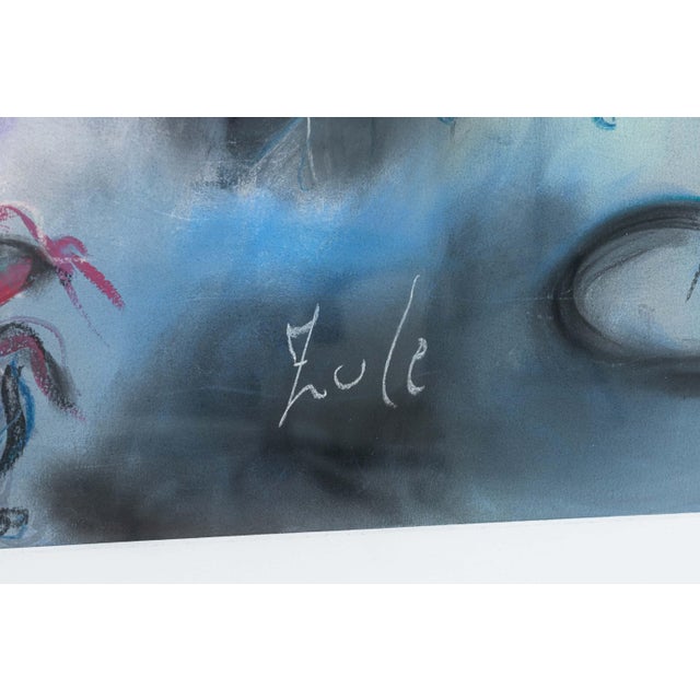 Drawing/Sketching Materials Zule Moskowitz Signed Post-Impressionist Figurative Pastel on Paper Framed 1980s For Sale - Image 7 of 8