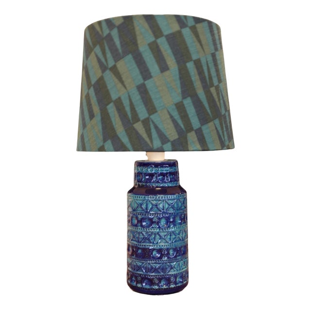 Mid-Century Modern Danish Blue and Green Ceramic Table Lamp by Lyskær Belysning, 1960s For Sale