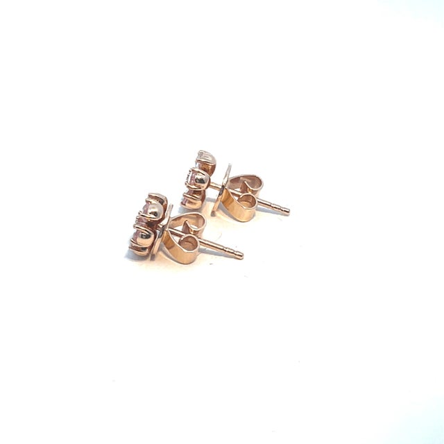 Gold 18k Rose Gold Flower Shape Diamond Earrings, A Pair For Sale - Image 8 of 8