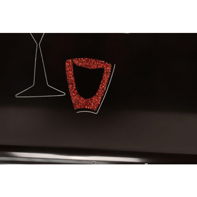 Large Rectangular Mid-Century Black Resin Coral and Shell Inlaid "Barware" / "Martini" Drinks Tray by Couroc For Sale - Image 9 of 9