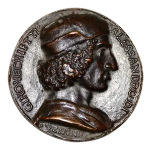 15th Century-Style Bronze Relief Medallion of Allesandro Di Gino Vecchietti C.1498
