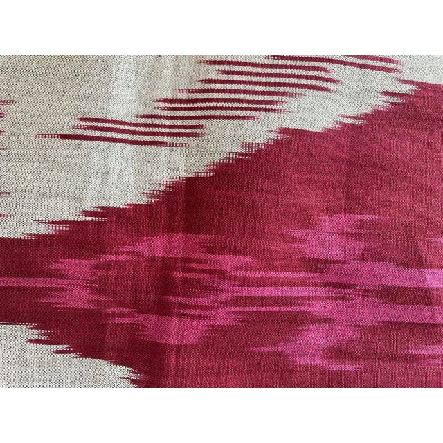 Teal & Burgundy Striped & Ikat Pillow Cover For Sale - Image 4 of 5