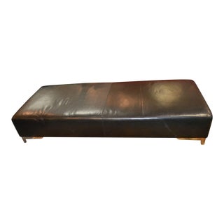 Mid Century Thayer Coggin Black Leather Long Ottoman For Sale