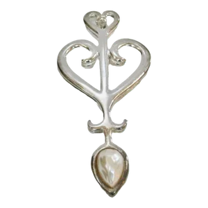 Givenchy Large Vintage Silver Glass Pearl Cupids Arrow Brooch