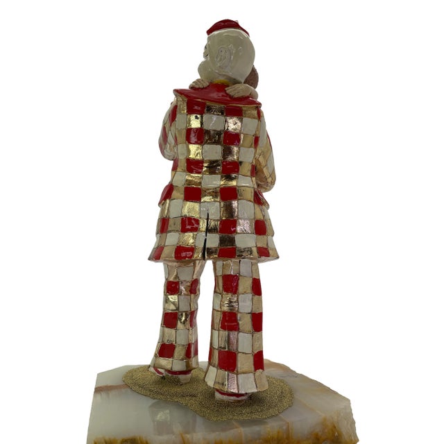 Ron Lee Child & Clown Sculpture on Onyx Base With 24k Gold Accents, Signed 1985 For Sale In Los Angeles - Image 6 of 13