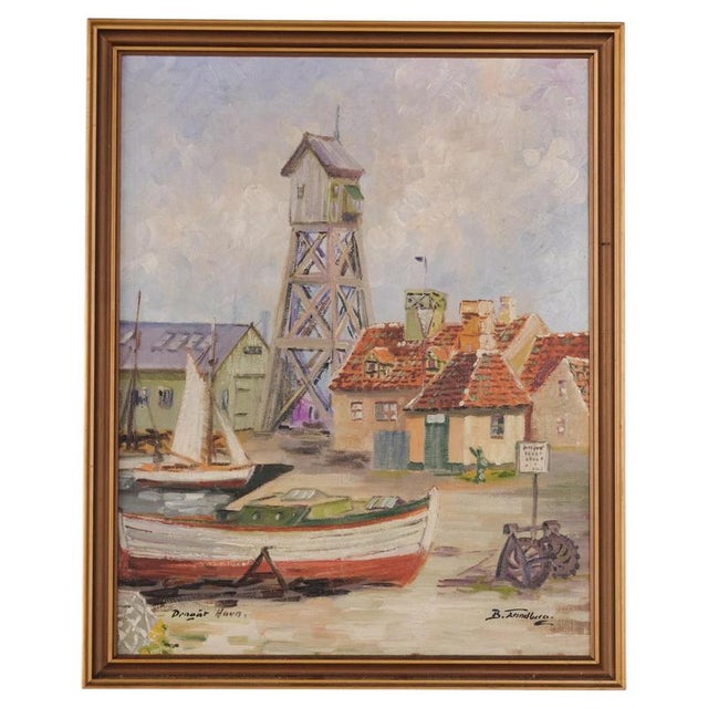B. Tandberg, Dragør Harbour, Oil Painting on Canvas, Framed For Sale - Image 8 of 8