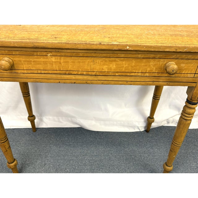 Primitive Farmhouse Handmade and Painted Pine Table With Drawer For Sale - Image 9 of 18