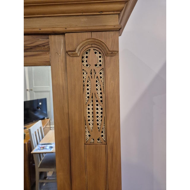 Antique Satin Walnut Mirrored Wardrobe For Sale - Image 9 of 18