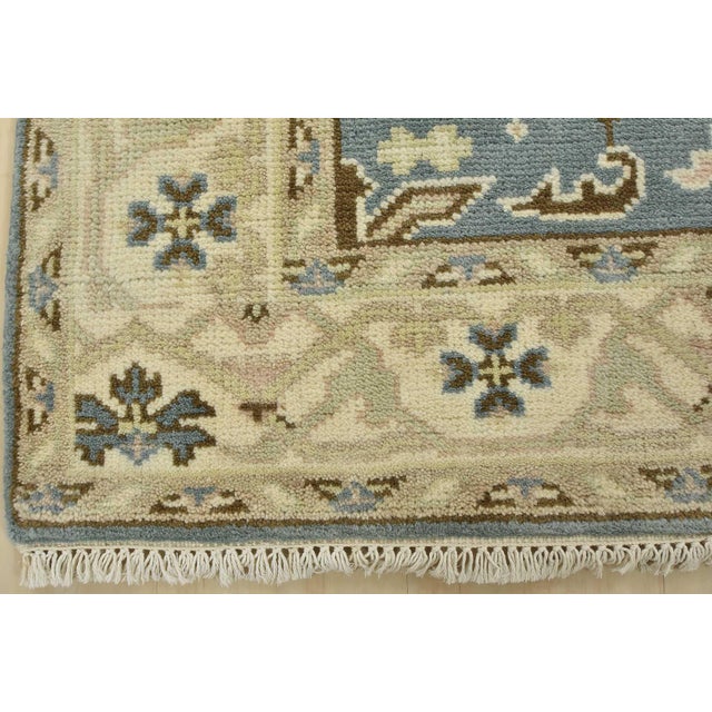 Oushak Rug 4’1” X 6’1” Blue Wool Tribal Hand-Knotted Oriental Carpet For Sale - Image 10 of 13