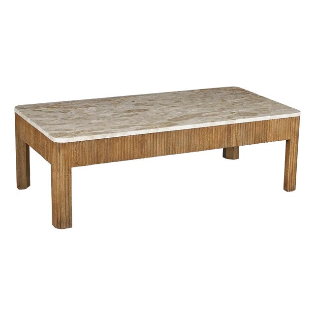 Matthew Izzo Home Mango Wood With Marble Top Coffee Table For Sale