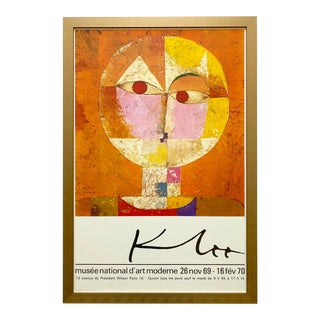 Paul Klee Vintage 1969 Mid Century Modernist Lithograph Print Framed Paris Exhibition Poster " Senecio " 1922 For Sale