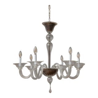 Six Branch Venetian Glass Chandelier For Sale