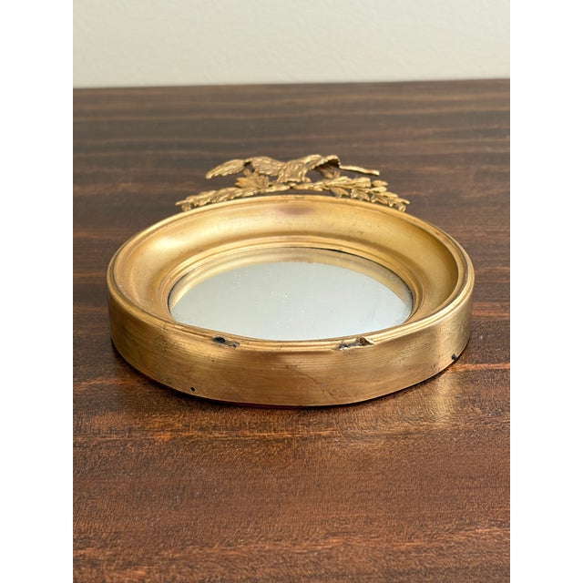 Mid 20th Century Vintage American Federal Gold Brass Eagle Bullseye Convex Mirror For Sale - Image 5 of 6