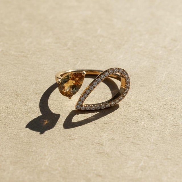 Not Yet Made - Made To Order Pear Citrine 14k Gold Ring, Size 7.25 For Sale - Image 5 of 9