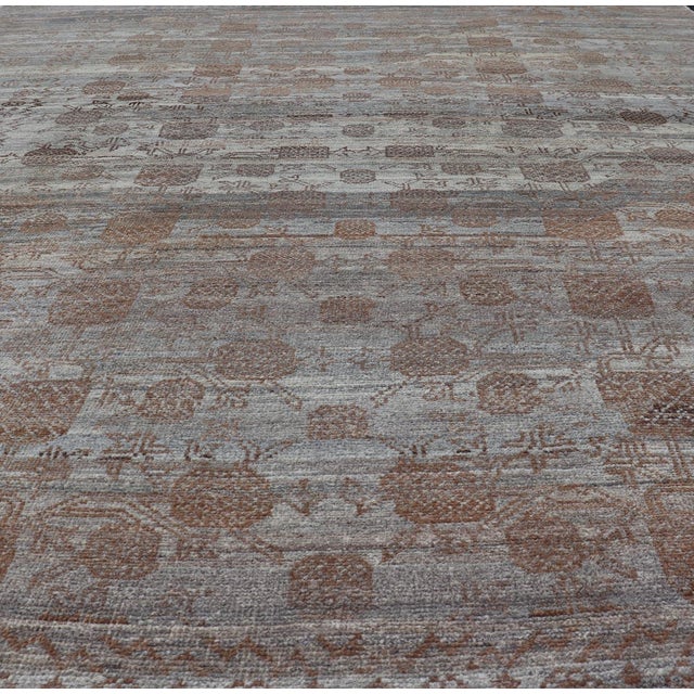 Modern Modern Hand-Knotted Khotan Rug With Sub-Geometric Pomegranate Design 8'1 X 10'6 For Sale - Image 3 of 12