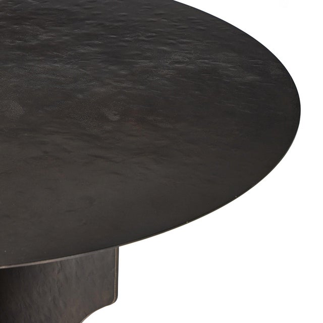 Four Hands Round Side Table In Solid Iron - Bronze Hammered Textured For Sale - Image 9 of 12