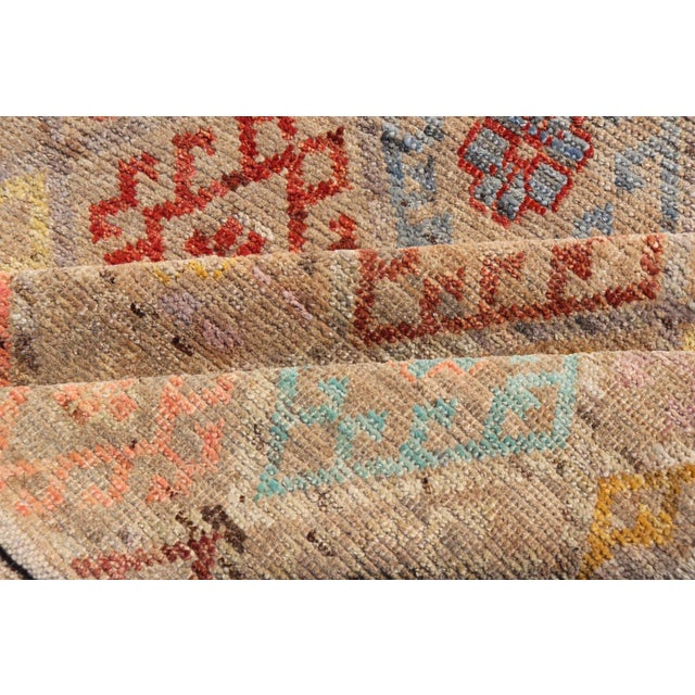 Modern Tribal Rug in Wool With Sub-Geometric Diamond Design in Colors For Sale - Image 10 of 11