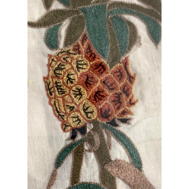 Vintage Embroidered Pineapple Linen Artwork For Sale - Image 4 of 5