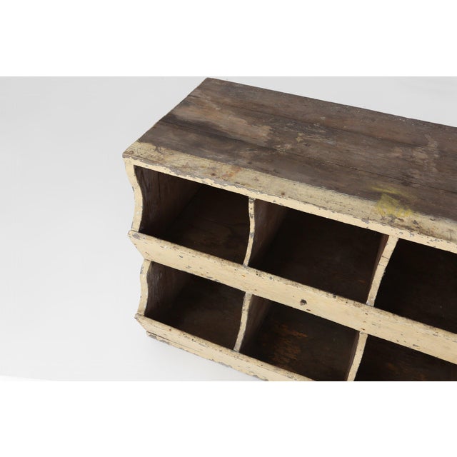 Wood Industrial Compartment Cabinet with Rich Patina, France, 1890s For Sale - Image 7 of 11