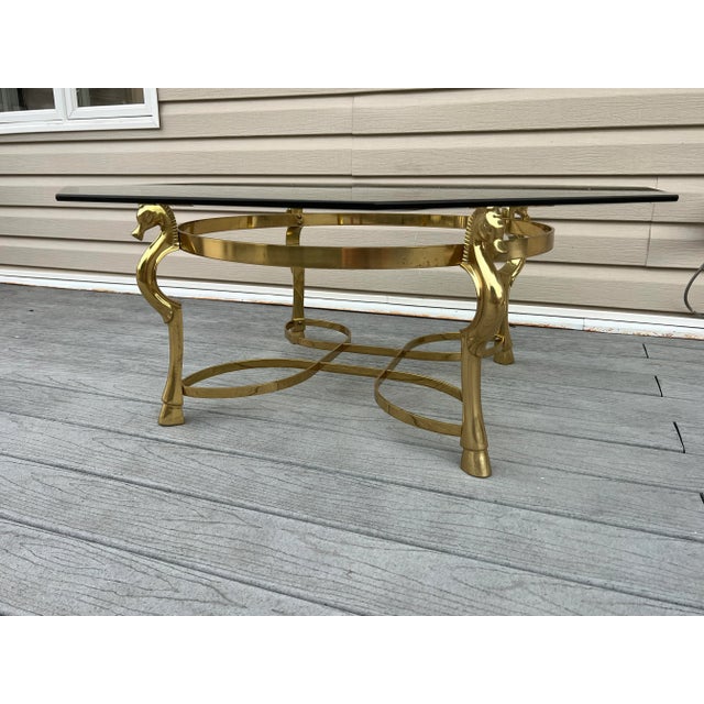 Brass Midcentury French Brass Horse Coffee Table Base in Maison Charles Attributed to Jansen For Sale - Image 8 of 10