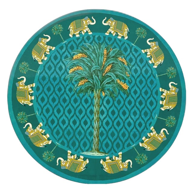 Contemporary Italian Round Placemat With Palm Trees For Sale - Image 3 of 3