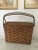 Offering a beautiful early 20th century oak picnic basket with hinged lid This gorgeous basket is in excellent antique...