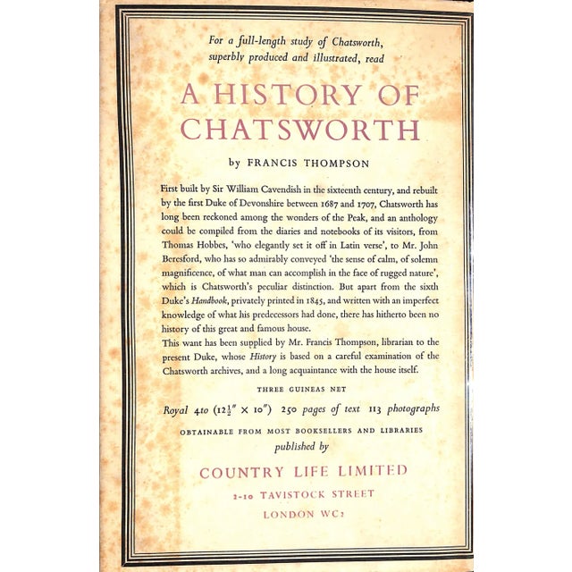 "Chatsworth: A Short History" 1951 Thompson, Francis For Sale - Image 4 of 12