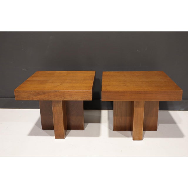 Milo Baughman Pair of Cruciform Occasional Tables by Milo Baughman For Sale - Image 4 of 8