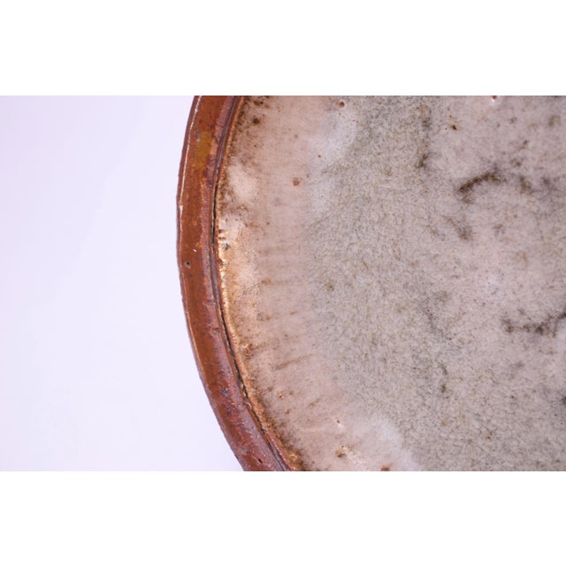 Taupe 1970 Stoneware Decorative Plate Signed For Sale - Image 8 of 13