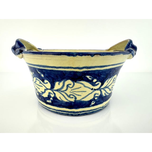 Blue Vintage Glazed Pottery Bowl For Sale - Image 8 of 10