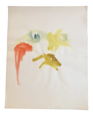 Original Vintage Abstract Watercolor Face Painting - 19 x 24